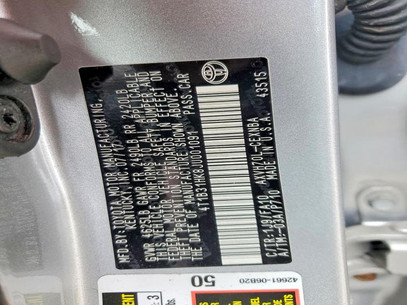 2018 TOYOTA CAMRY LE 12