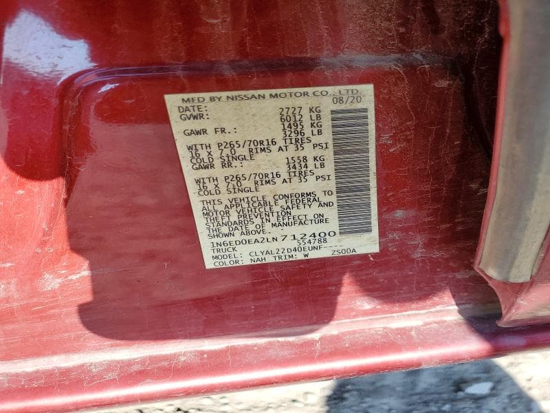 2020 NISSAN FRONTIER SV 12