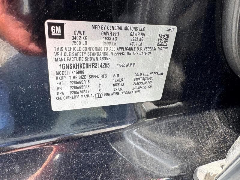 2017 CHEVROLET SUBURBAN K1500 LT 13