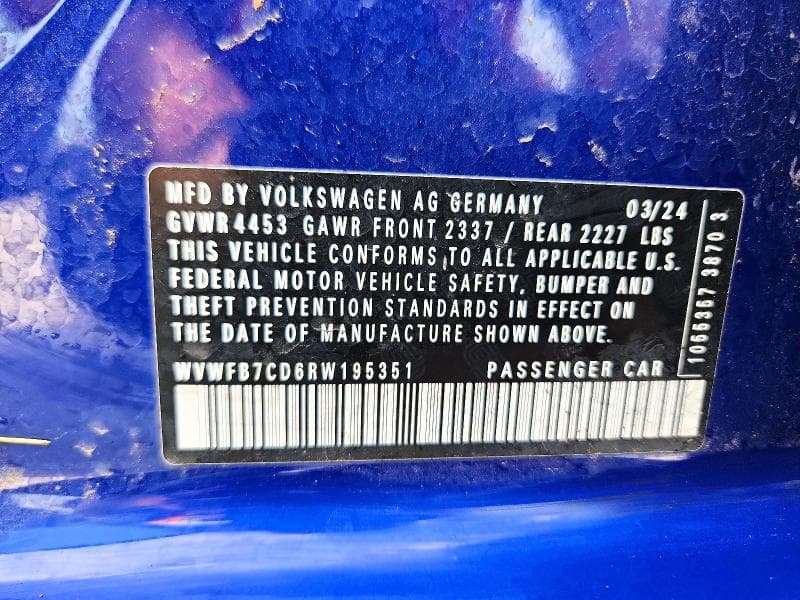 2024 VOLKSWAGEN GOLF R 12
