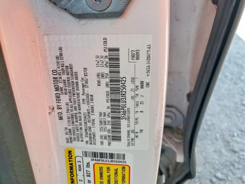 2018 FORD FUSION SE HYBRID 10