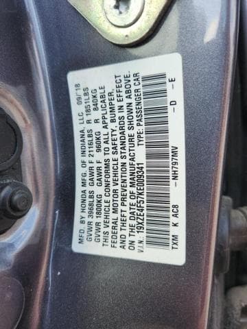 2019 HONDA INSIGHT EX 12