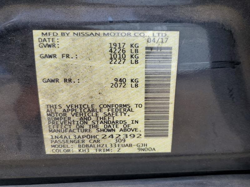 2017 NISSAN ALTIMA 2.5 SR 13