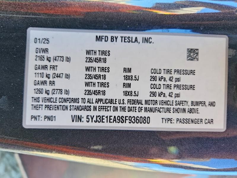 2025 TESLA MODEL 3 13