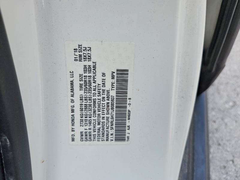 2018 HONDA ODYSSEY EXL 13