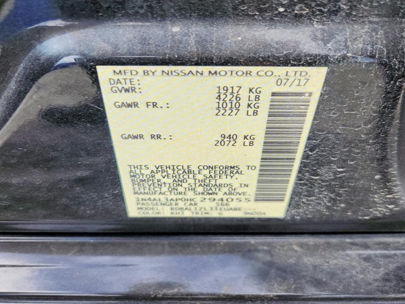 2017 NISSAN ALTIMA 2.5 SV 12