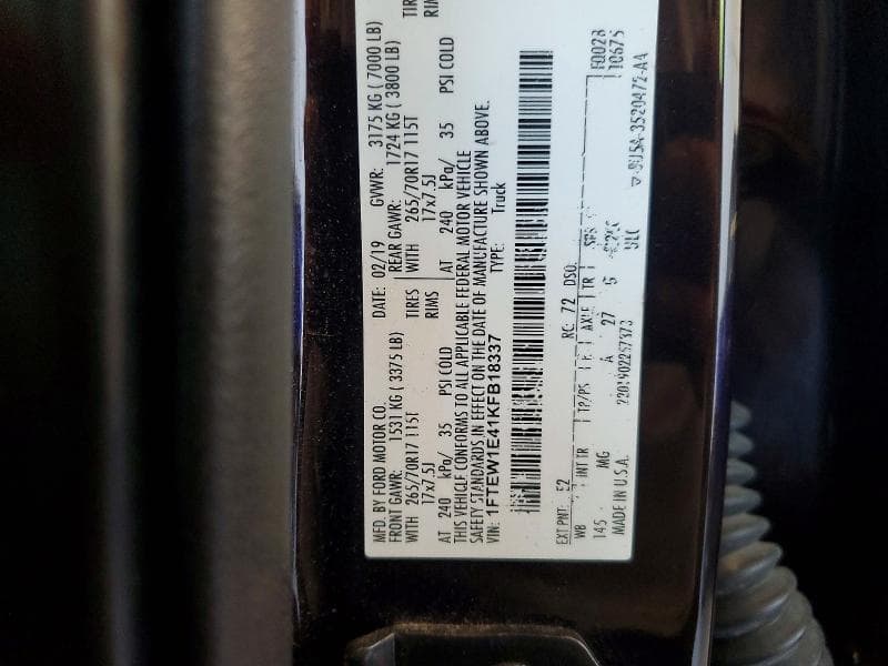 2019 FORD F150 SUPERCREW 12