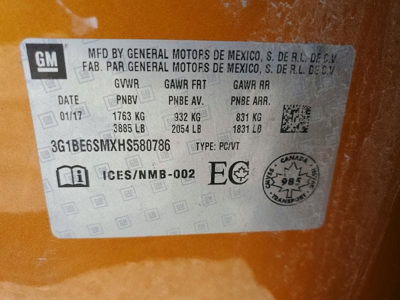2017 CHEVROLET CRUZE LT 14