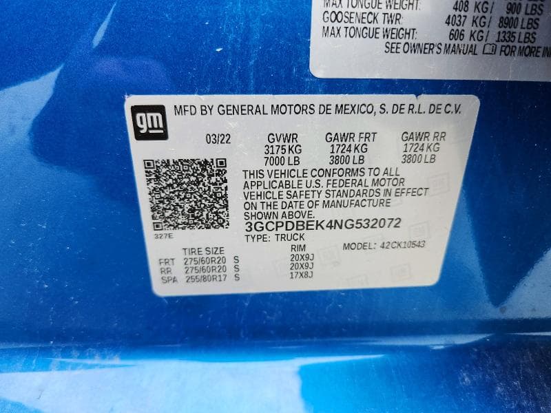 2022 CHEVROLET SILVERADO K1500 CUSTOM K1500 CUSTOM 14