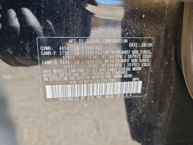 2020 SUBARU OUTBACK PREMIUM 12