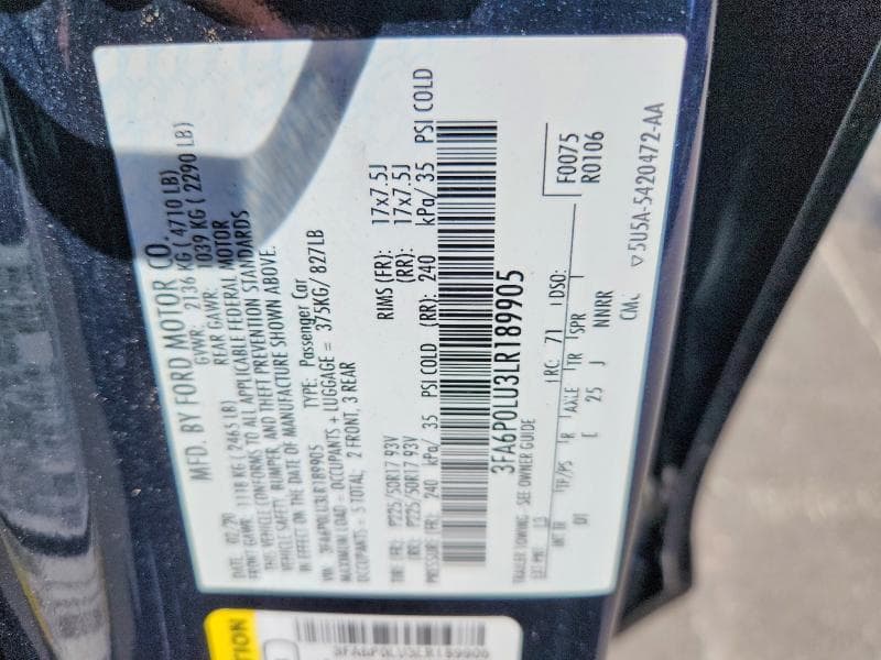 2020 FORD FUSION SE 12