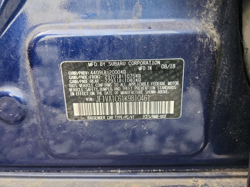 2019 SUBARU WRX PREMIUM 12