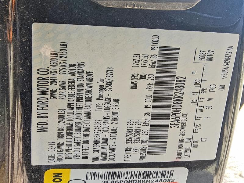 2019 FORD FUSION SE 12