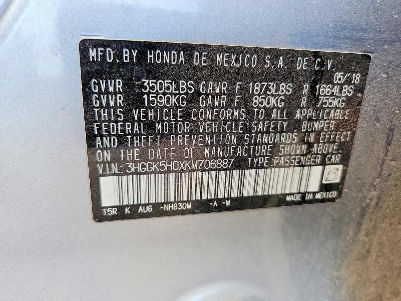 2019 HONDA FIT EXL 13