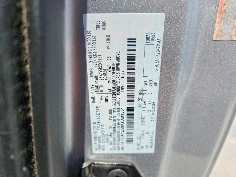2019 FORD F150 SUPER CAB 12
