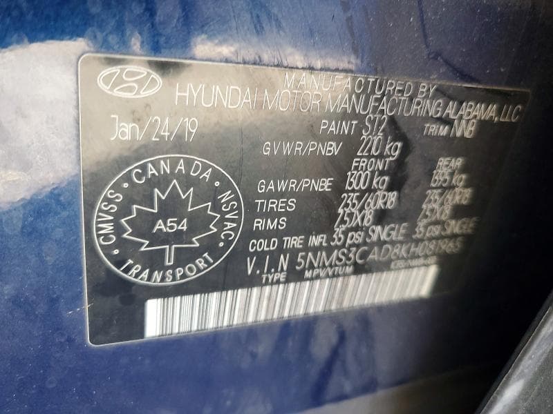 2019 HYUNDAI SANTA FE SEL 2.4L SEL 2.4L 14