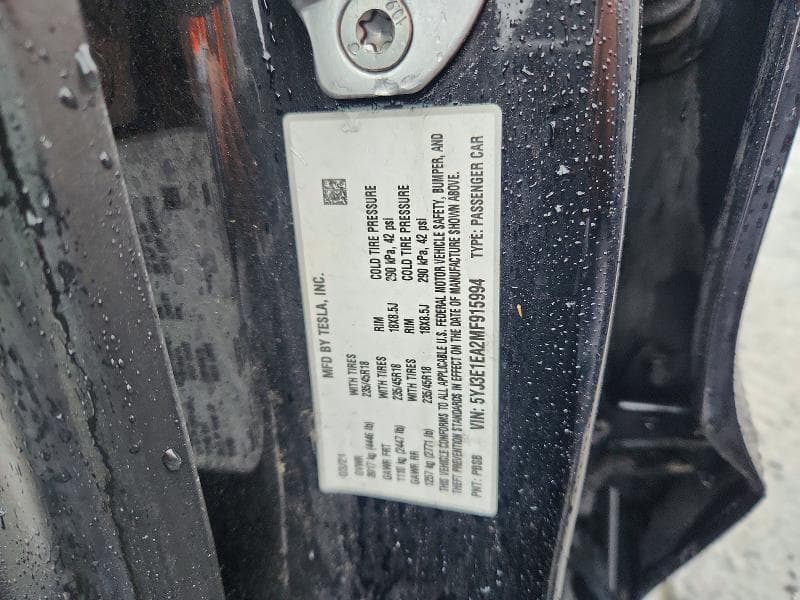 2021 TESLA MODEL 3 12