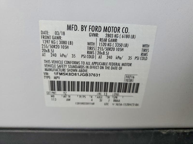 2018 FORD EXPLORER XLT 13