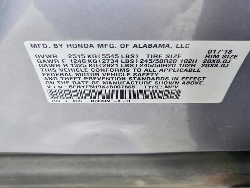 2018 HONDA PILOT TOURING 13