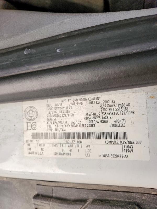 2019 FORD TRANSIT T-250 14