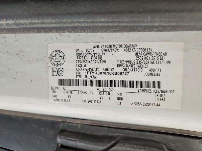 2019 FORD TRANSIT T-250 13