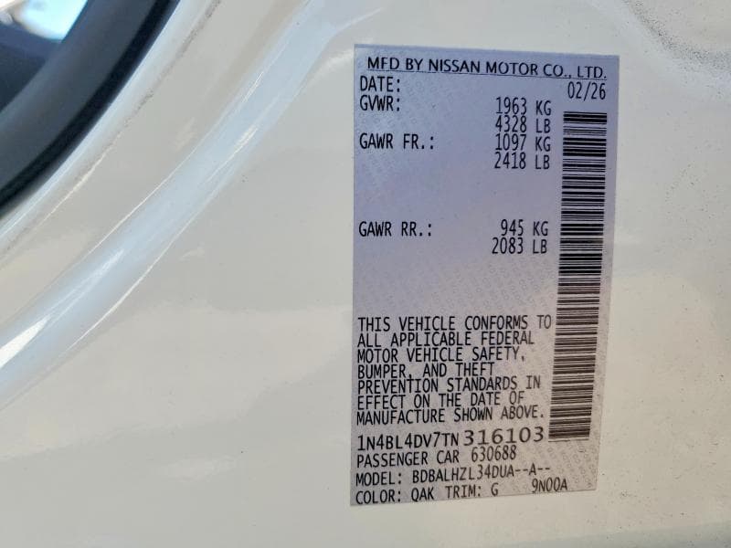 2026 NISSAN ALTIMA SV 12