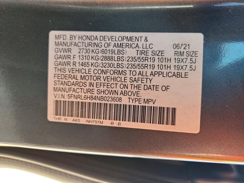 2022 HONDA ODYSSEY TOURING 13