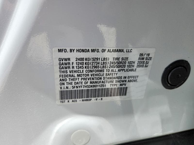 2019 HONDA PASSPORT EXL 12