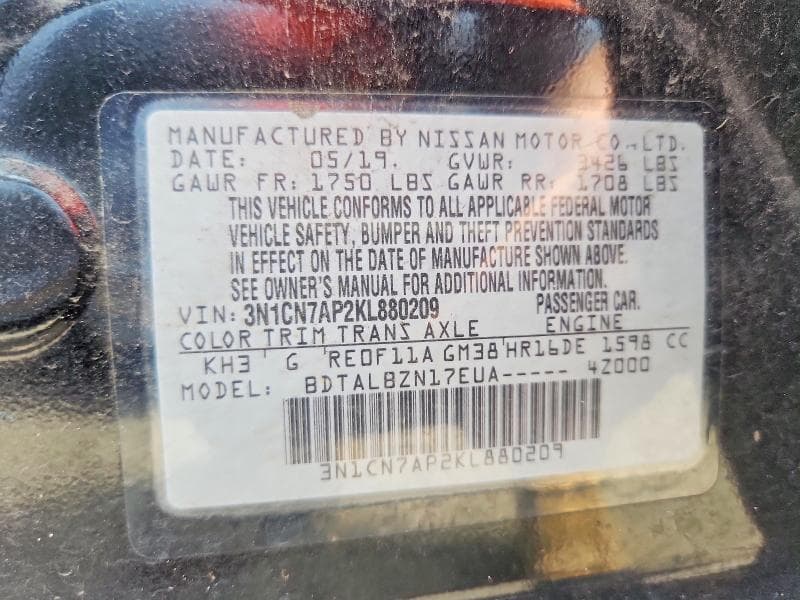 2019 NISSAN VERSA SV 13