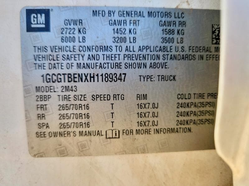 2017 CHEVROLET COLORADO 12