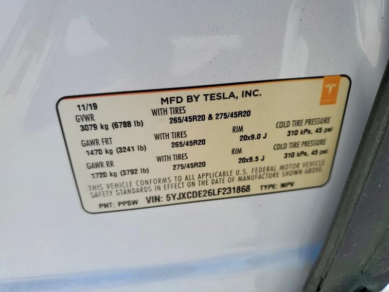 2020 TESLA MODEL X 13