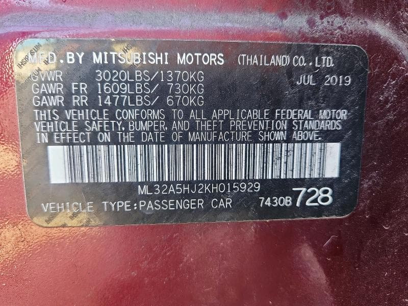 2019 MITSUBISHI MIRAGE LE 13