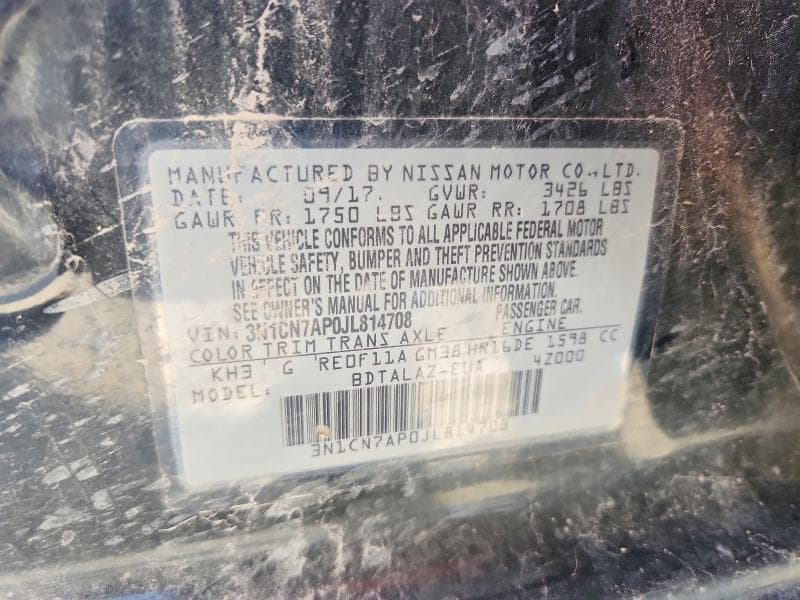2018 NISSAN VERSA S PLUS 12