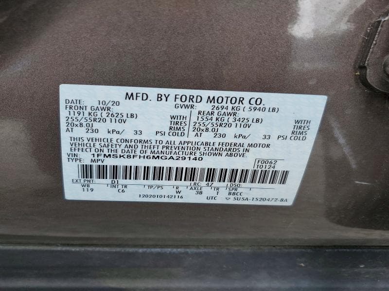 2021 FORD EXPLORER LIMITED 14