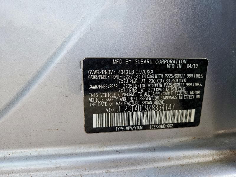 2019 SUBARU CROSSTREK 13