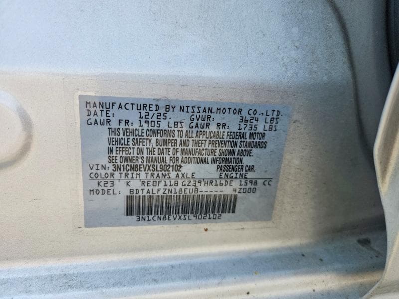 2025 NISSAN VERSA SV 12