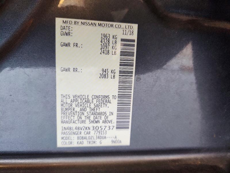 2019 NISSAN ALTIMA S 13