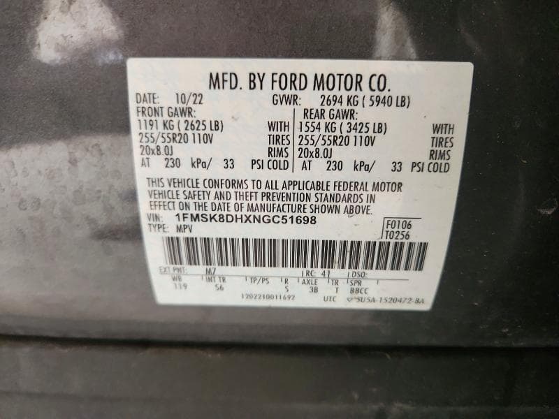 2022 FORD EXPLORER XLT 14