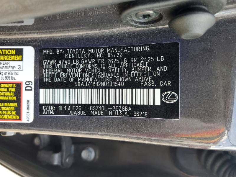 2022 LEXUS ES 350 F SPORT 13