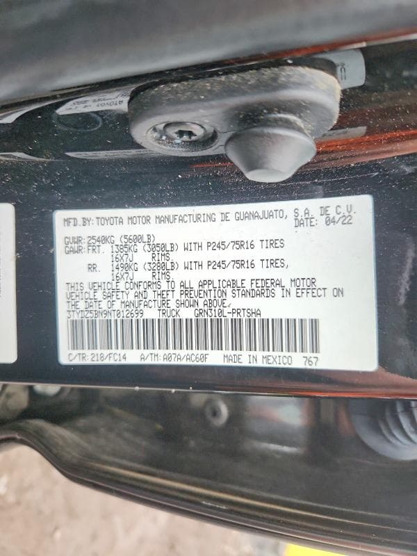 2022 TOYOTA TACOMA SR5 V6 12