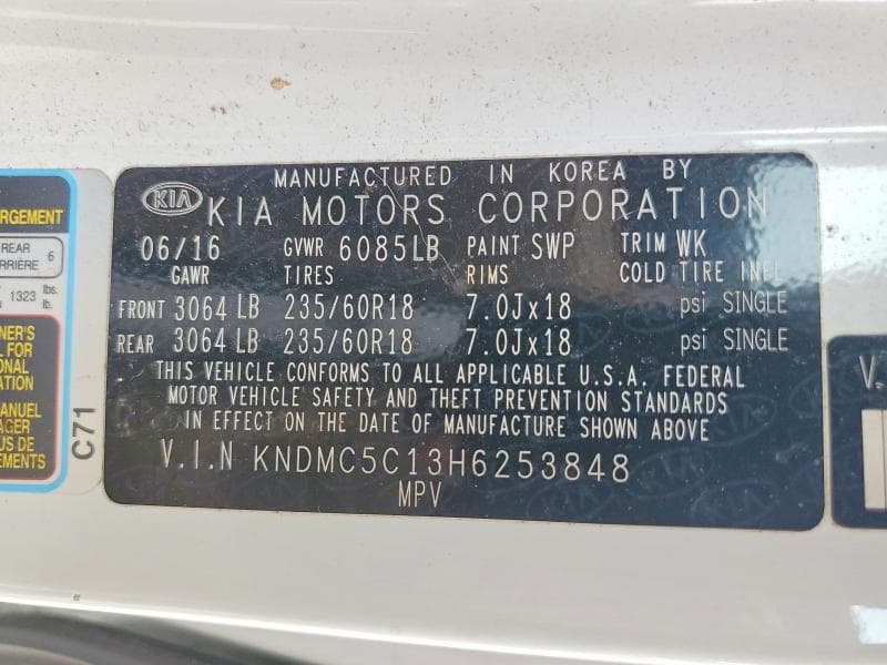 2017 KIA SEDONA EX 14