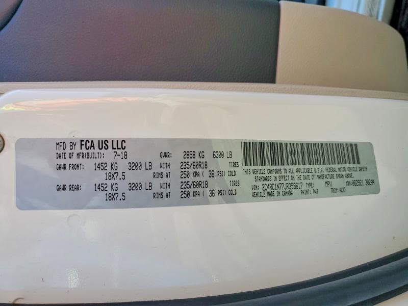 2018 CHRYSLER PACIFICA HYBRID LIMITED 13