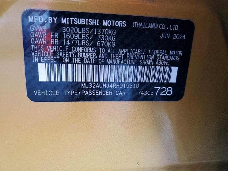 2024 MITSUBISHI MIRAGE ES 12