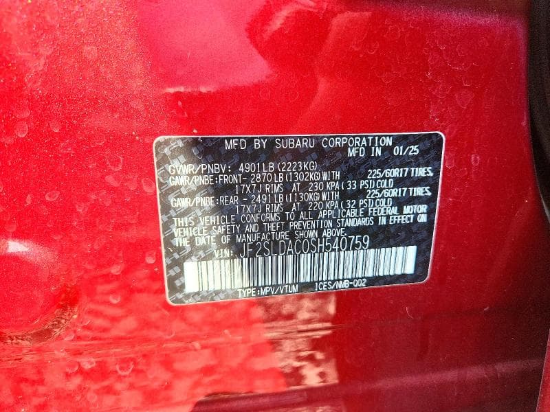 2025 SUBARU FORESTER 13