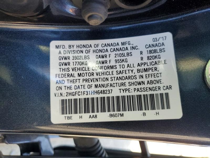 2017 HONDA CIVIC EX 12