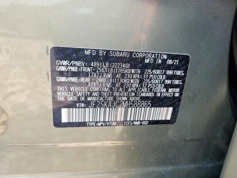 2021 SUBARU FORESTER PREMIUM 14