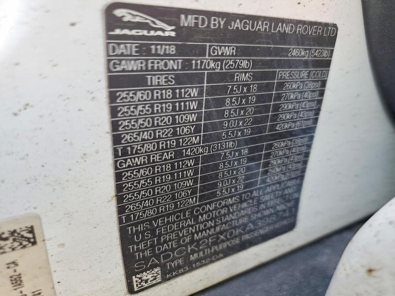 2019 JAGUAR F-PACE PRESTIGE 13