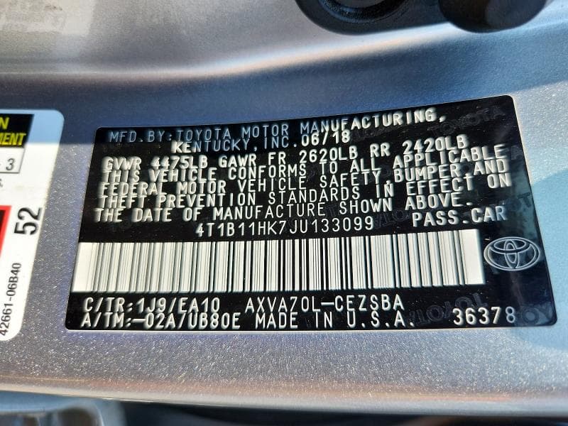 2018 TOYOTA CAMRY SE 13