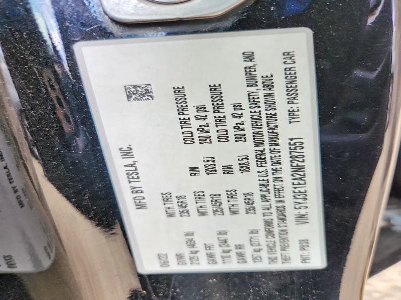 2022 TESLA MODEL 3 12