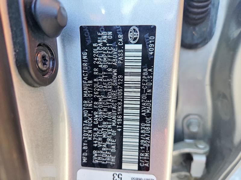 2018 TOYOTA CAMRY XSE 12